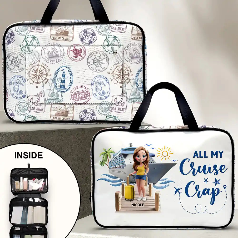 Cruising,Summer,Beach,Gift For Yourself,Gift For Women - Travel All My Cruise Crap - Personalized Toiletry Bag