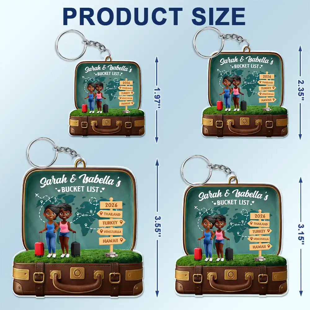 Gift For Couples,Old Couples,Gift For Yourself,Travel - Travel Bucket List - Personalized Acrylic Keychain