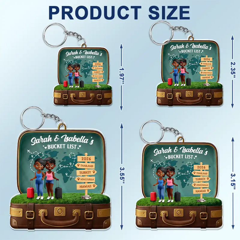 Gift For Couples,Old Couples,Gift For Yourself,Travel - Travel Bucket List - Personalized Acrylic Keychain