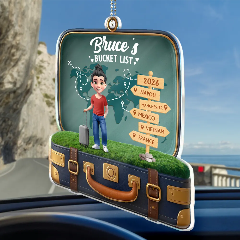Gift For Couples,Gift For Yourself,LGBT - Travel Bucket List Couple - Personalized Acrylic Car Hanger