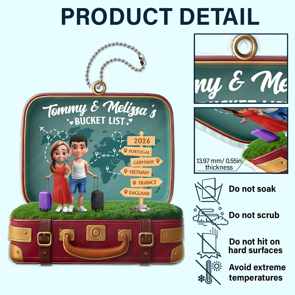 Gift For Couples,Gift For Yourself,LGBT - Travel Bucket List Couple - Personalized Acrylic Car Hanger