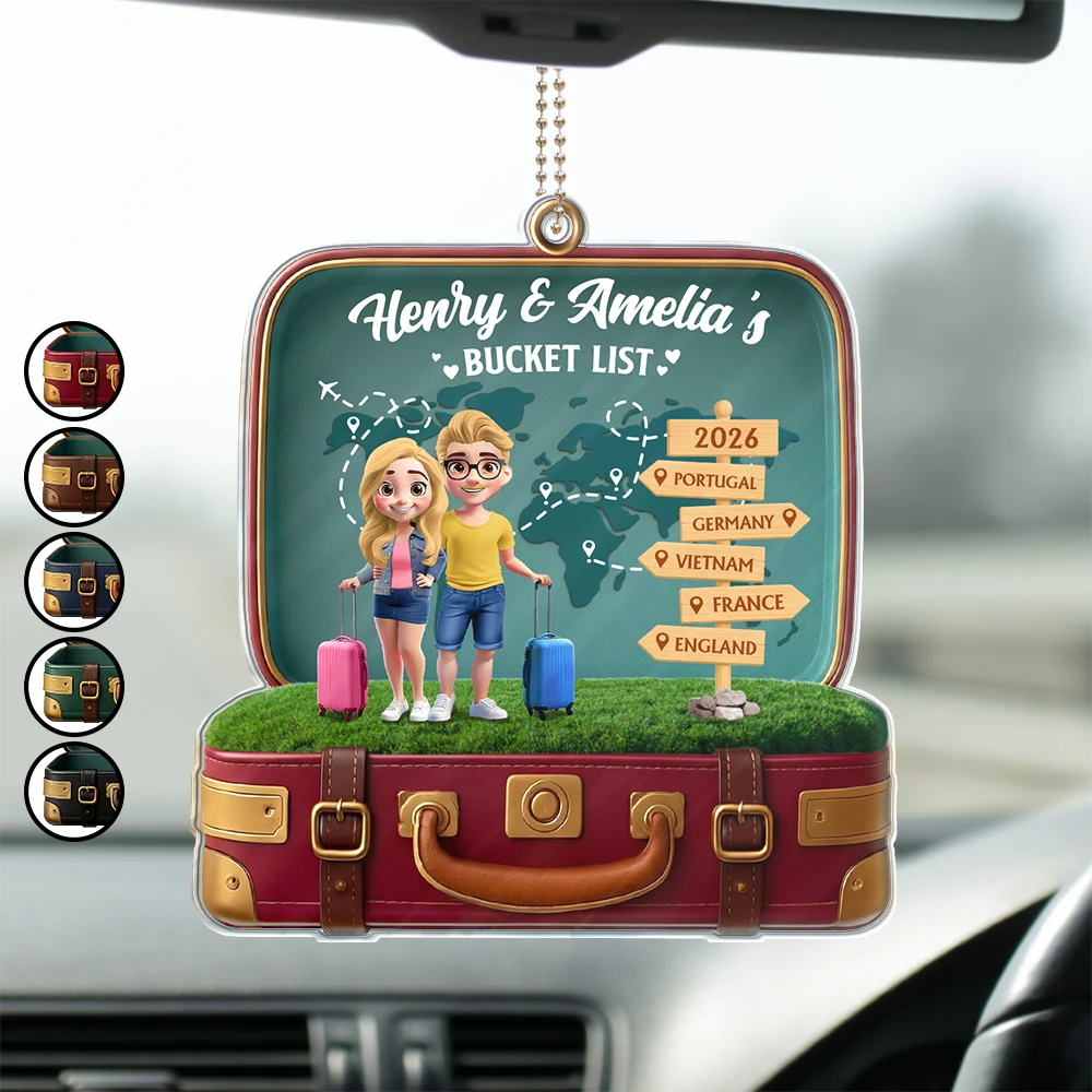 Gift For Couples,Gift For Yourself,LGBT - Travel Bucket List Couple - Personalized Acrylic Car Hanger