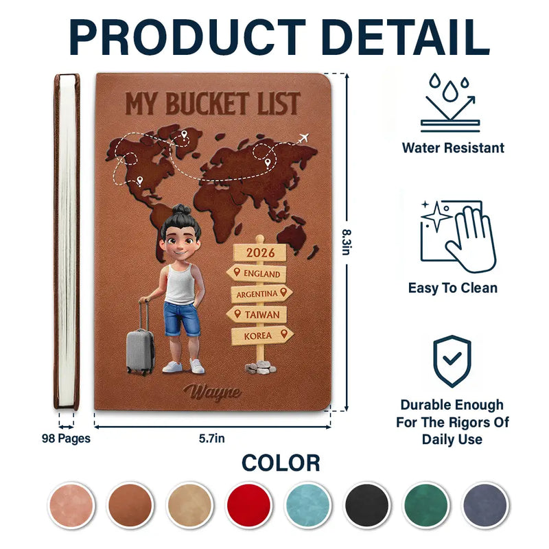 Travel, Gift For Couples, Old Couples, Gift For Yourself - Travel Bucket List For Couples And Travel Lovers - Personalized Leather Journal