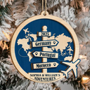 Christmas,Gift For Couples,Happy,Gift For Husband,Gift For Wife,Gift For Boyfriend,Gift For Girlfriend,Travel - Travel Couple Goal, Destination Of All Year - Personalized 2-Layered Wooden Ornament