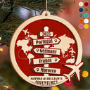 Christmas,Gift For Couples,Happy,Gift For Husband,Gift For Wife,Gift For Boyfriend,Gift For Girlfriend,Travel - Travel Couple Goal, Destination Of All Year - Personalized 2-Layered Wooden Ornament