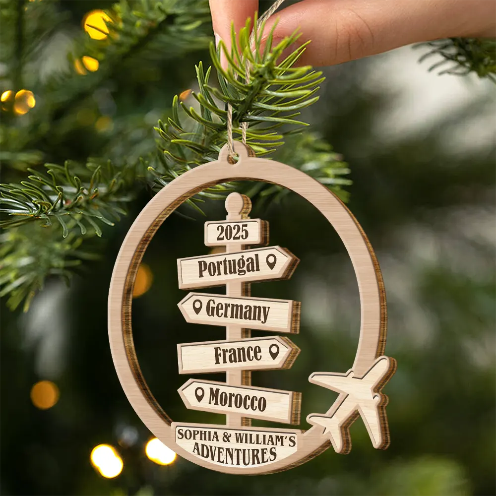Christmas, Travel, Gift For Couples, Gift For Husband, Gift For Wife, Happy - Travel Couple Goal, Destination Of All Year - Personalized Custom Shaped Wooden Ornament
