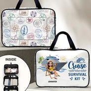 Cruising,Happy,Gift For Yourself,Gift For Women,Travel,Beach,Summer - Travel Cruise Survival Kit - Personalized Toiletry Bag