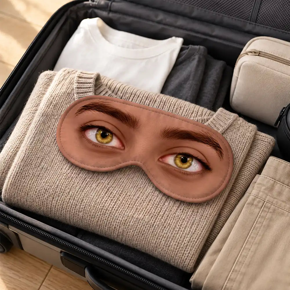 Travel Gag Gift For Bestie, Couples - Personalized Cartoon Eyes Open Funny Sleep Mask