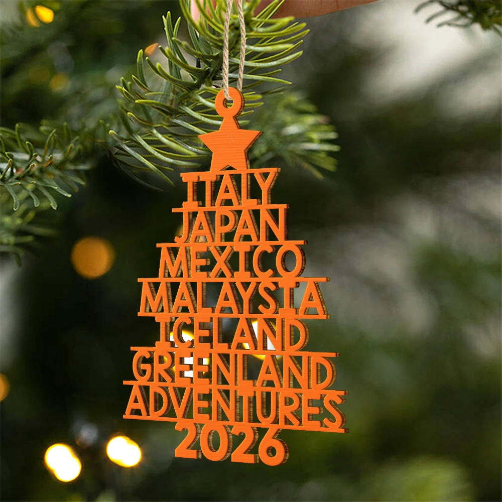 Travel Goal Destination Of The Year - Personalized Custom Shaped Wooden Ornament