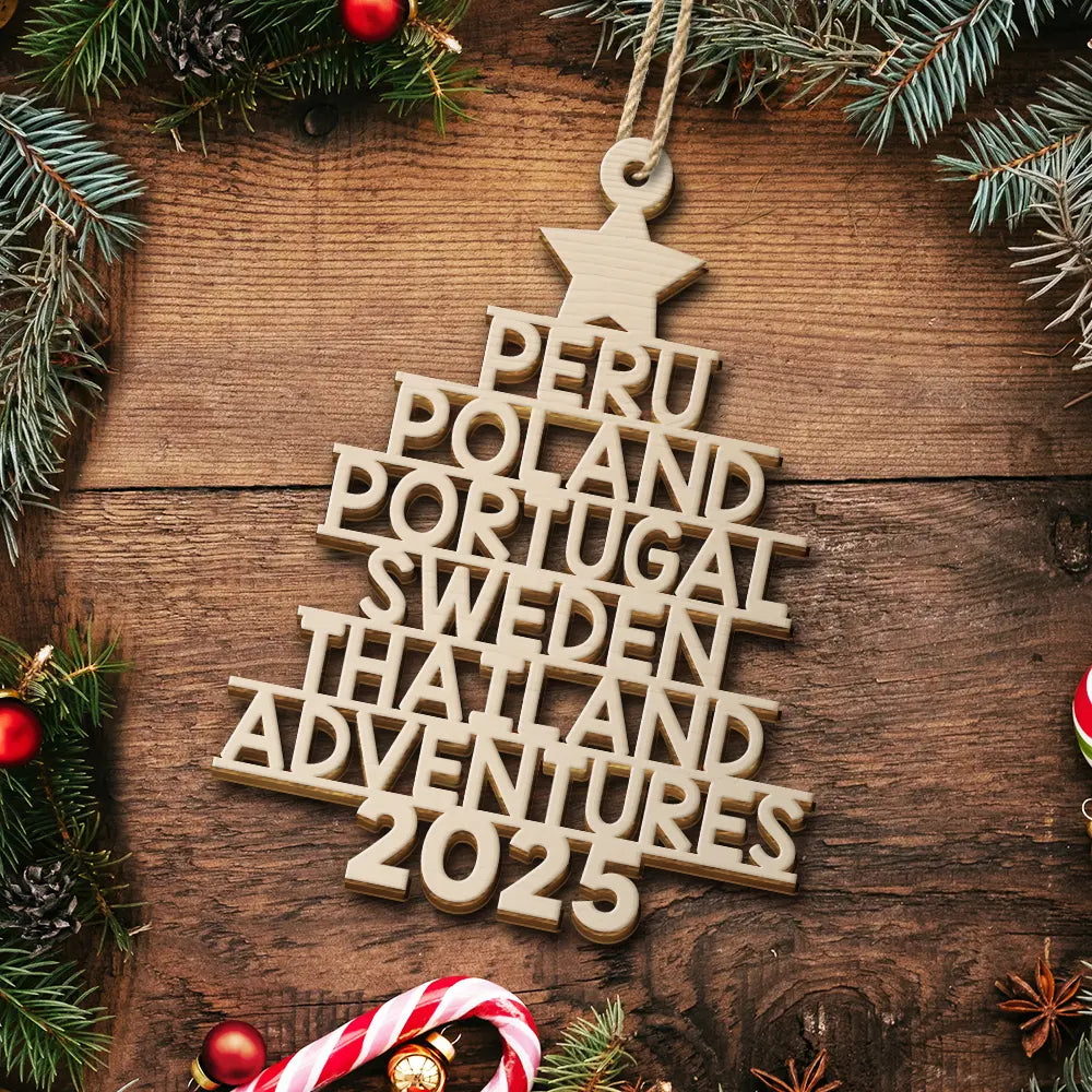 Travel,Christmas,Gift For Yourself,Happy - Travel Goal Destination Of The Year - Personalized Custom Shaped Wooden Ornament