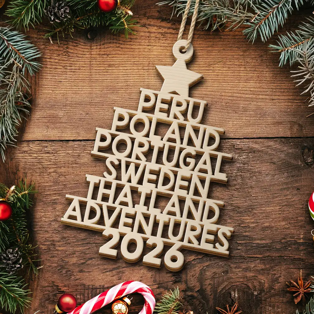 Travel Goal Destination Of The Year - Personalized Custom Shaped Wooden Ornament