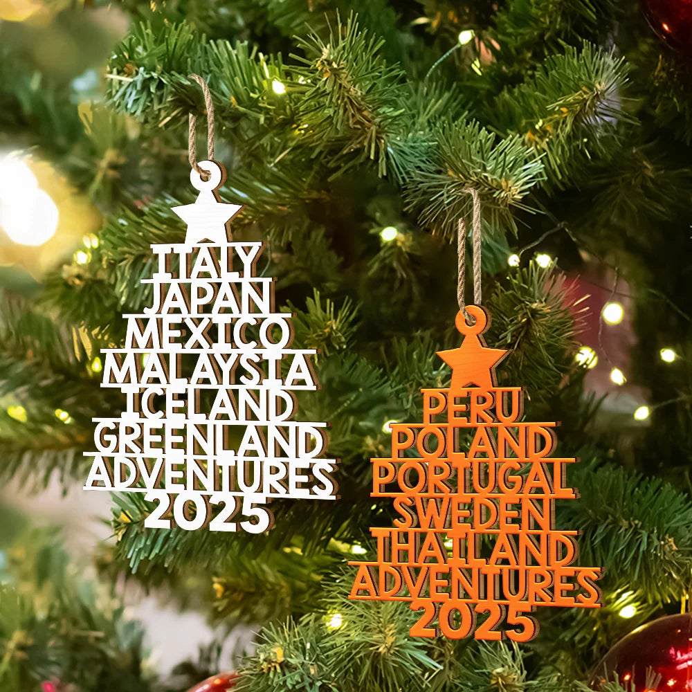 Travel,Christmas,Gift For Yourself,Happy - Travel Goal Destination Of The Year - Personalized Custom Shaped Wooden Ornament