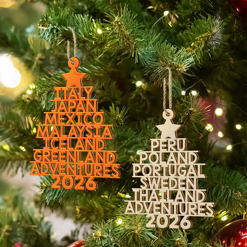 Travel Goal Destination Of The Year - Personalized Custom Shaped Wooden Ornament