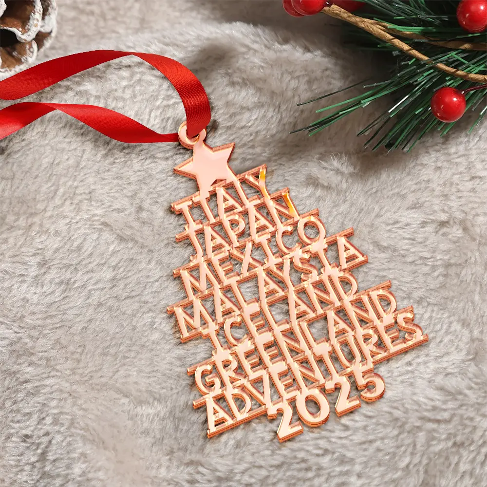 Christmas, Travel, Gift For Yourself, Happy - Travel Goal Destination Of The Year - Personalized DIY Mirror Acrylic Ornament