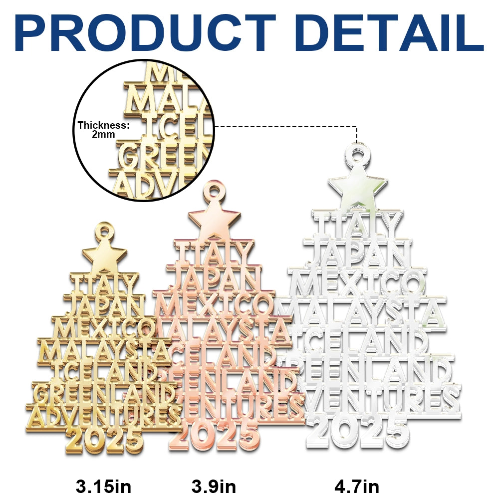 Christmas, Travel, Gift For Yourself, Happy - Travel Goal Destination Of The Year - Personalized DIY Mirror Acrylic Ornament