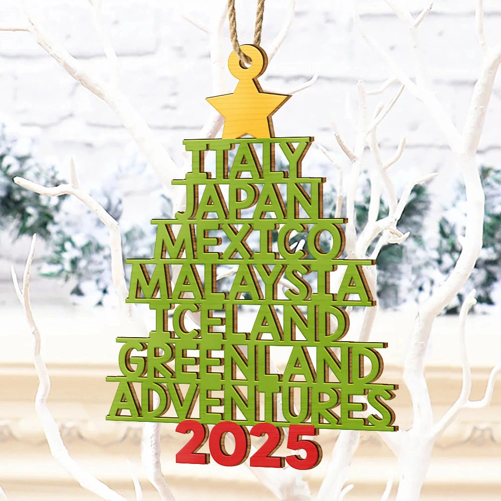 Christmas,Travel,Gift For Yourself,Happy - Travel Goal Destination Of The Year Color Version - Personalized Custom Shaped Wooden Ornament