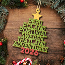 Travel Goal Destination Of The Year Color Version - Personalized Custom Shaped Wooden Ornament