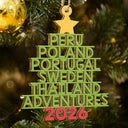 Travel Goal Destination Of The Year Color Version - Personalized Custom Shaped Wooden Ornament