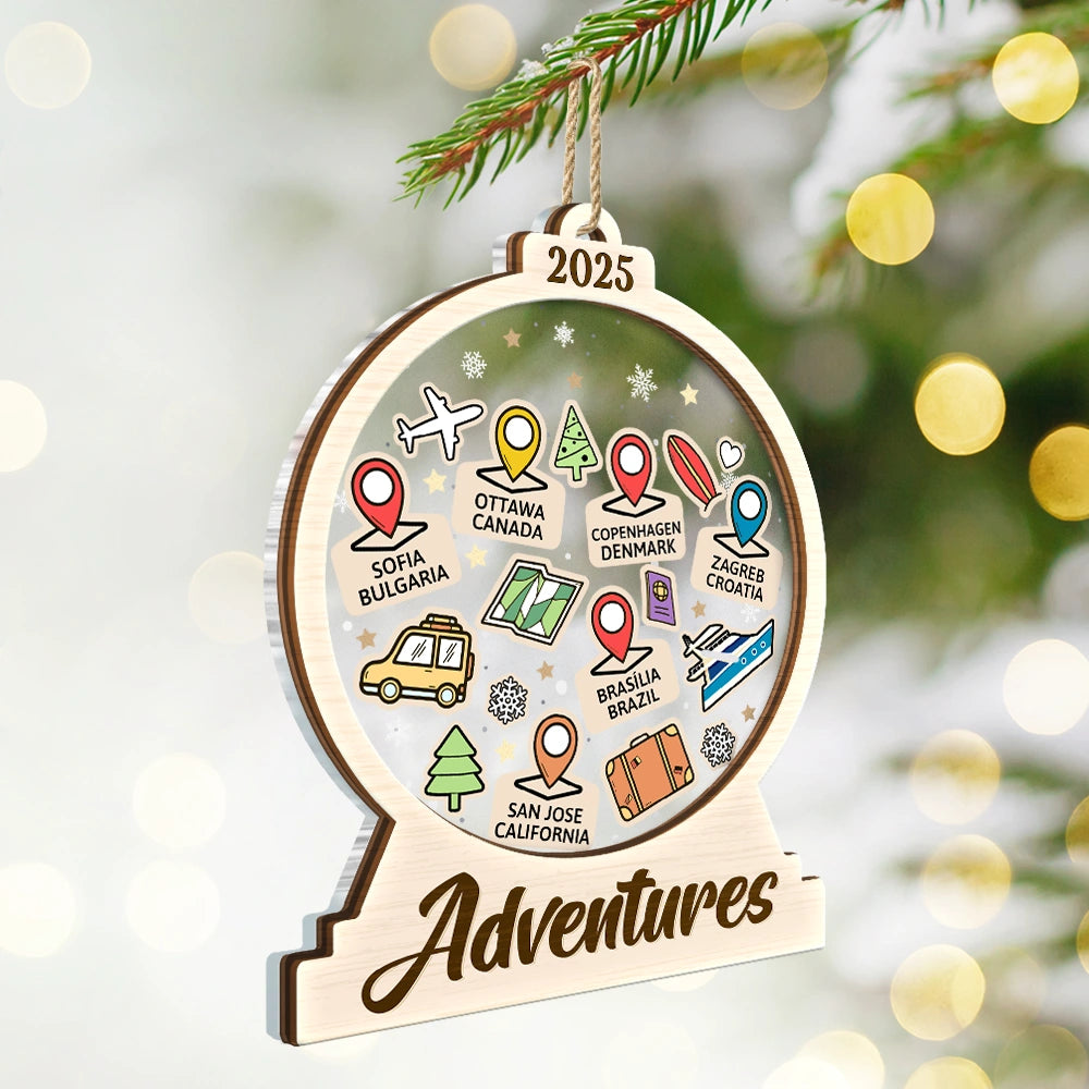 Travel,Gift For Yourself,Happy,Christmas - Travel Goal, Destination Of The Year - Personalized 2-Layered Mix Ornament