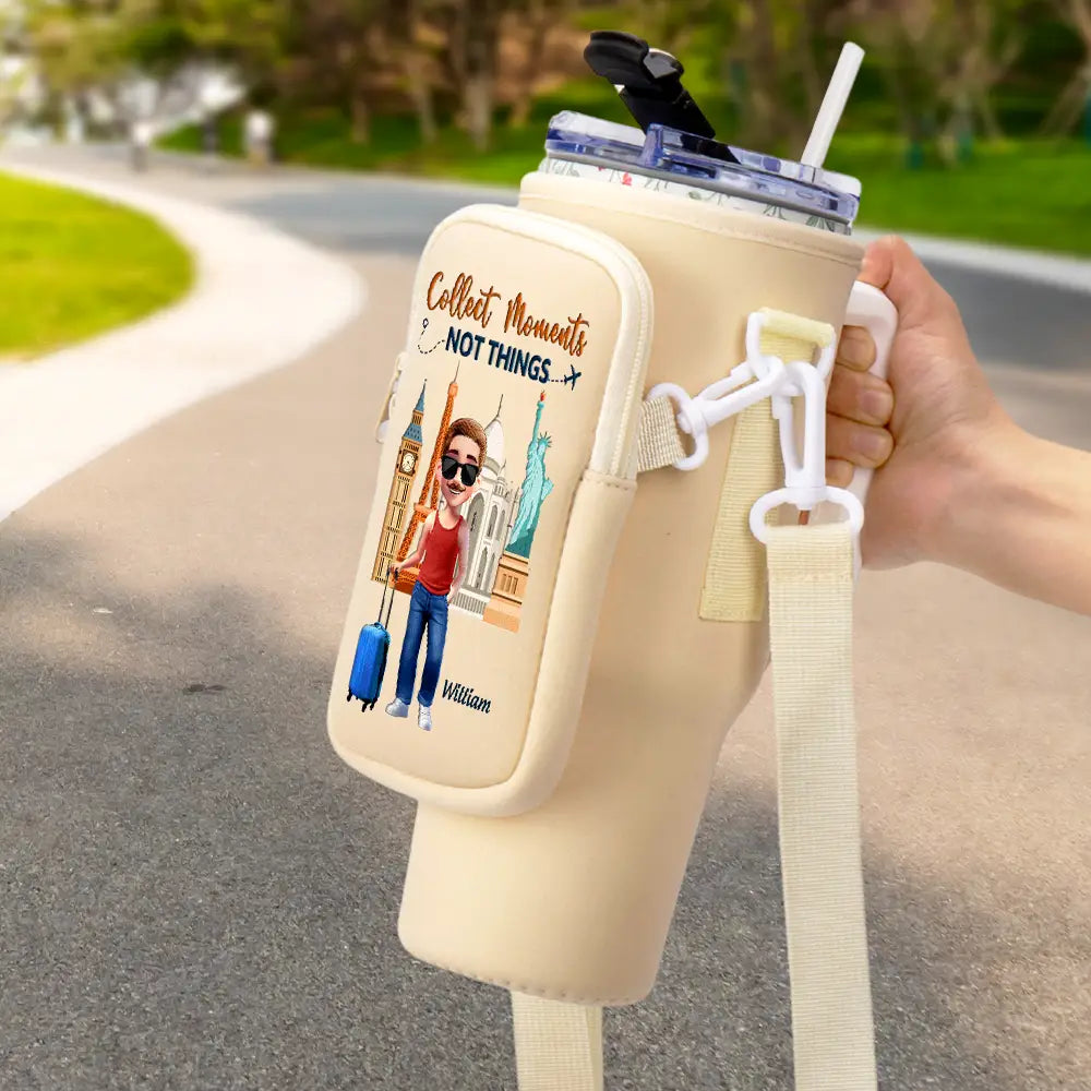 Travel,Gift For Women,Gift For Men,Happy - Travel Is My Therapy - Personalized Bottle Carrier Bag