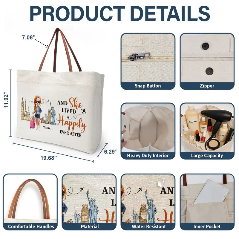 Travel,Gift For Yourself,Happy - Travel Is My Therapy - Personalized Leather Handle Tote Bag