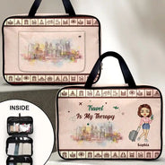Gift For Women,Gift For Yourself,Travel,Summer,Happy - Travel Is My Therapy - Personalized Toiletry Bag