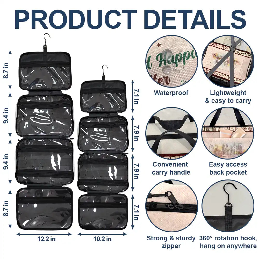 Gift For Women,Gift For Yourself,Travel,Summer,Happy - Travel Is My Therapy - Personalized Toiletry Bag