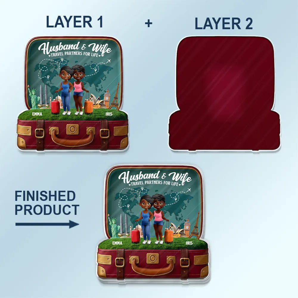 Gift For Couples,Gift For Husband,Gift For Wife,Gift For Boyfriend,Gift For Girlfriend,LGBT,Travel,Love - Travel Partners For Life - Personalized Custom Shaped Acrylic Car Visor Clip