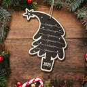 Love,Family,Christmas - Tree With Family Names - Personalized Custom Shaped Wooden Ornament