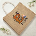 Halloween,Grandpa - Grandkids,Gift For Kids,Happy - Trick Or Treat Kid Monogram Halloween - Personalized Jute Beach Bag
