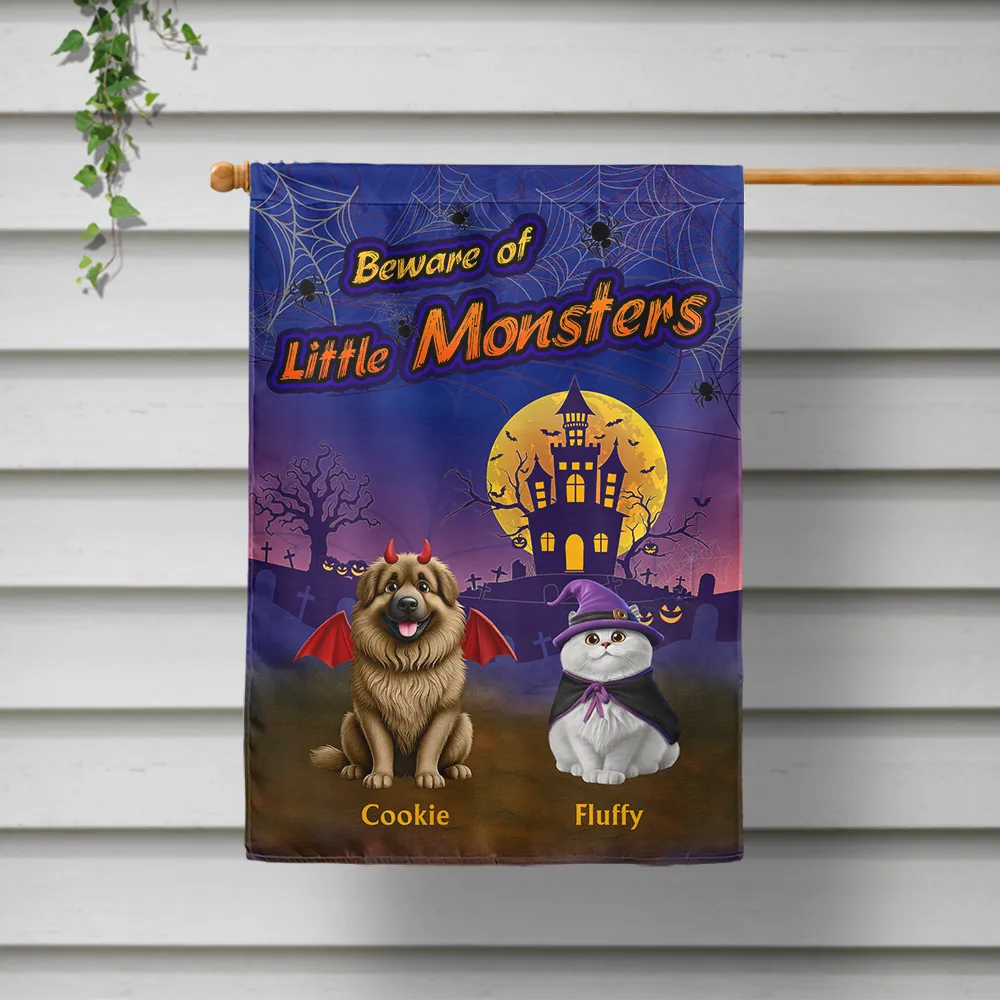 Halloween,Funny,Pet Lovers - Trick Or Treat With Pets In Halloween Costume - Personalized Flag