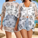 Summer,Gift For Wife,Gift For Girlfriend,Gift For Women,Gift For Yourself,Dog Lovers,Dog Mom,Happy,Cat Lovers,Pet Lovers,Beach - Tropical Toile Dog Cat - Personalized Women Kimono Cardigan