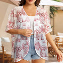 Summer,Gift For Wife,Gift For Girlfriend,Gift For Women,Gift For Yourself,Dog Lovers,Dog Mom,Happy,Cat Lovers,Pet Lovers,Beach - Tropical Toile Dog Cat - Personalized Women Kimono Cardigan