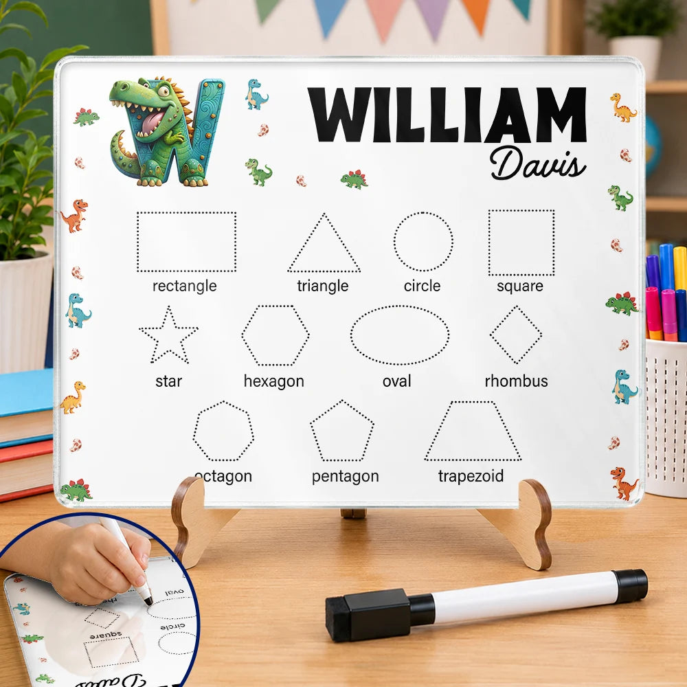 Adorable,Back To School,Gift For Kids,Icon - Truck Car Dinosaur Mermaid Alphabet - Personalized Acrylic Tracing Board