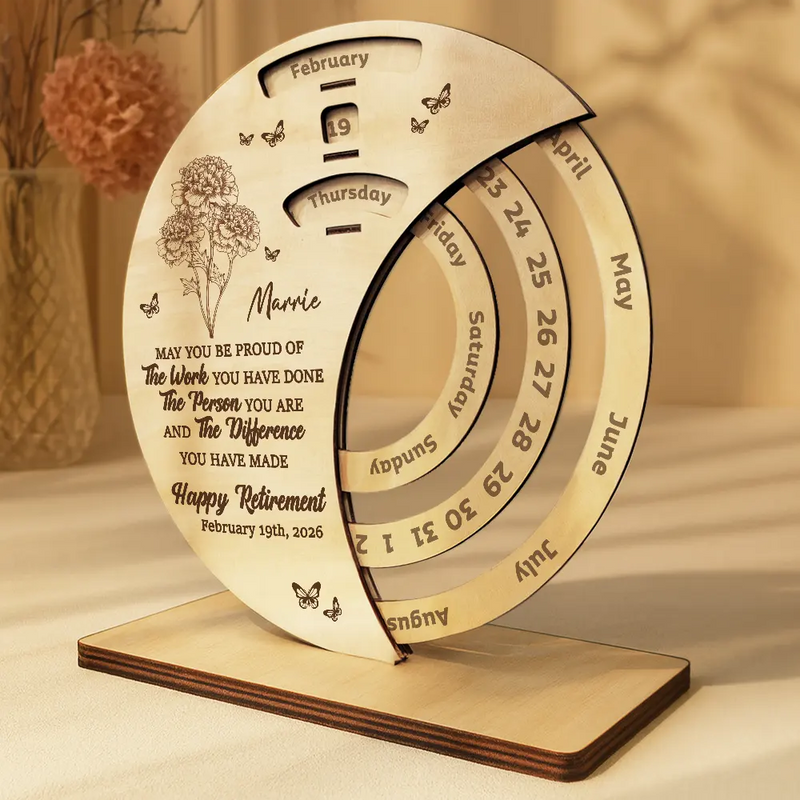 Gifts For Colleagues, Retirement, Happy - Truly Proud Of You Happy Retirement - Personalized Spinning Perpetual Desk Calendar