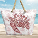 Gift For Grandma, Summer, Adorable, Icon - Turtle Grandma Mom And Kids - Personalized Beach Bag