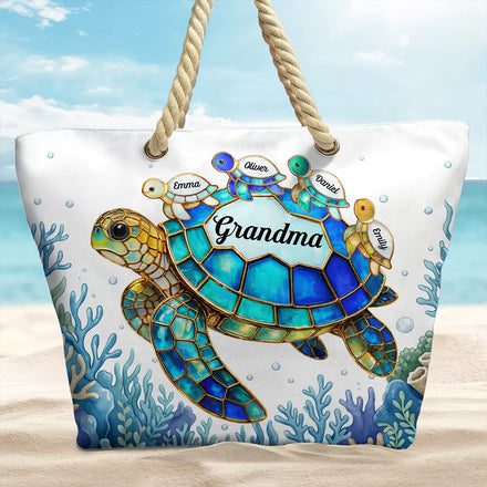 Turtle Mom Grandma - Personalized Beach Bag