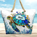 Gift For Grandma,Grandma - Grandkids,Grandma's Hobby,Beach,Happy - Turtle Mom Grandma - Personalized Beach Bag