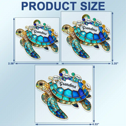 Gift For Grandma, Grandma - Grandkids, Beach, Happy - Turtle Stained Glass Mom Grandma - Personalized Acrylic Car Hanger