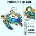 Gift For Grandma,Grandma - Grandkids,Gift For Mother,Beach,Happy,Non-Eng,Icon - Turtle Stained Glass Mum Nanny - Personalised Acrylic Car Hanger
