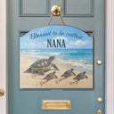 Beach,Gift For Grandma,Grandma - Grandkids,Happy,Icon - Turtles Blessed To Be Called Grandma - Personalized Custom Shaped Wood Sign