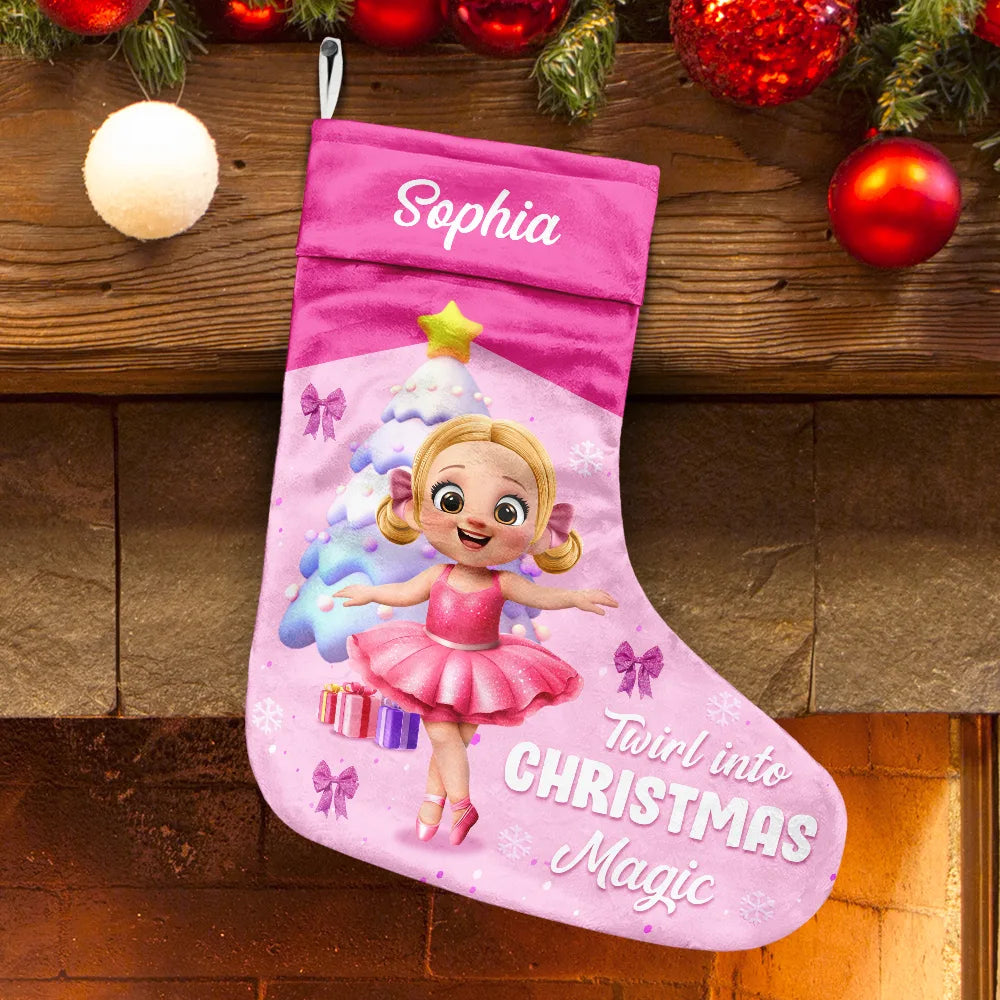 Twirl Into Christmas Magic - Personalized Christmas Stocking