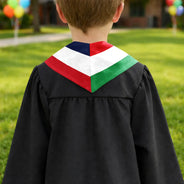 Graduation,Happy,Gift For Kids,Gift For Grandkids,Icon,Proud - Two Country Flags - Personalized Kid Graduation Stole