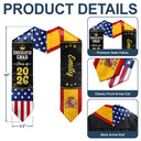 Graduation,Happy,Gift For Kids,Gift For Grandkids,Icon,Proud - Two Country Flags - Personalized Kid Graduation Stole