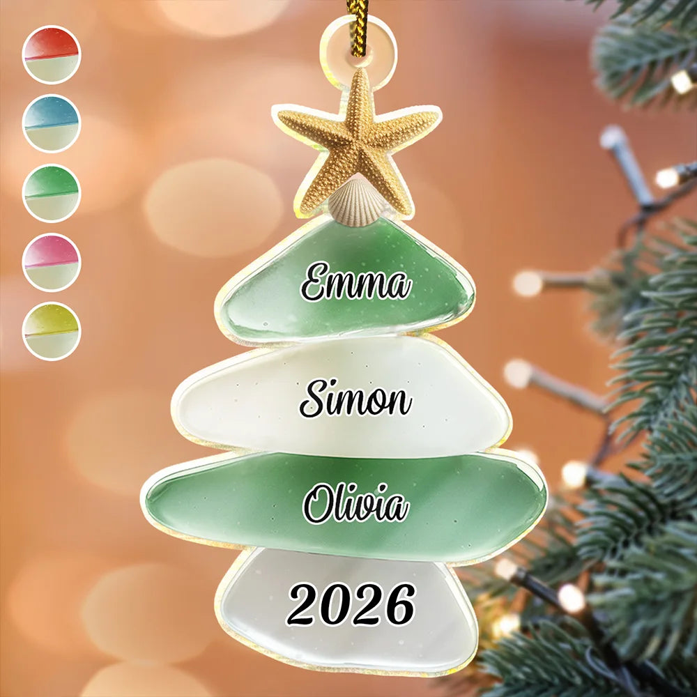 Gift For Couples,Gift For Husband,Gift For Wife,Gift For Boyfriend,Gift For Girlfriend,Parents,Gift For Mother,Gift For Grandpa,Gift For Father,Gift For Grandma,Family,Gift For Sibling,Gift For Sisters,Gift For Brothers,Gift For Bestie,Gifts For Colleagues,Christmas,Love - 3D Sea Glass Christmas Tree - Personalized Custom Shaped Acrylic Ornament