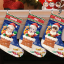 Custom Photo Cute Santa In Chimney - Personalized Christmas Stocking