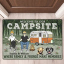 Camping Couple Welcome To Our Campsite - Gift For Dog Lovers - Personalized Custom Doormat