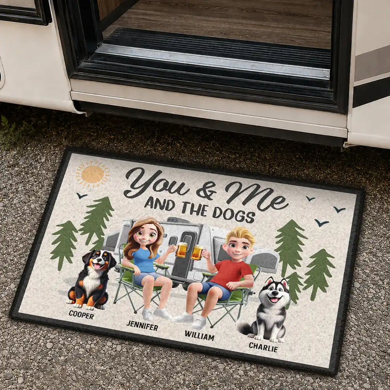 Camping You & Me And The Dogs 3D Effect - Personalized Doormat