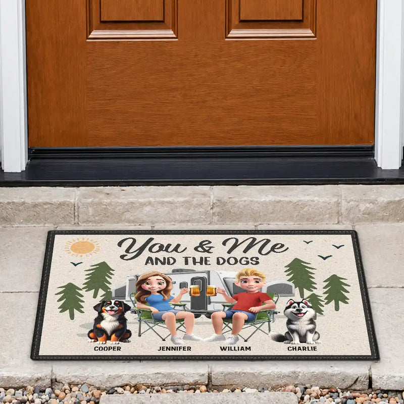 Camping You & Me And The Dogs 3D Effect - Personalized Doormat