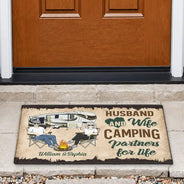 Camping Partners For Life Husband Wife Camping Couple - Personalized Custom Doormat